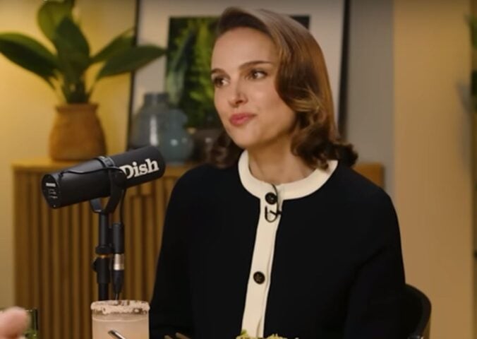 Photo shows Natalie Portman appearing on the Dish Podcast, where she discussed her favorite vegan foods and restaurants