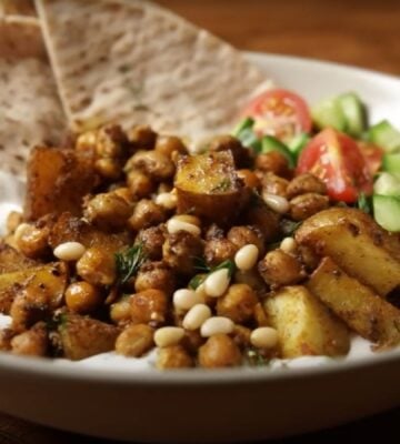 A roasted chickpea potato bowl, an easy viral vegan recipe