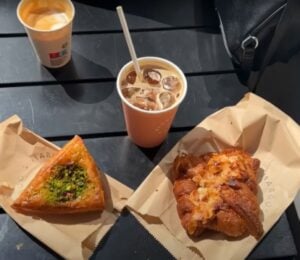 Vegan pastries outside a cafe in Amsterdam