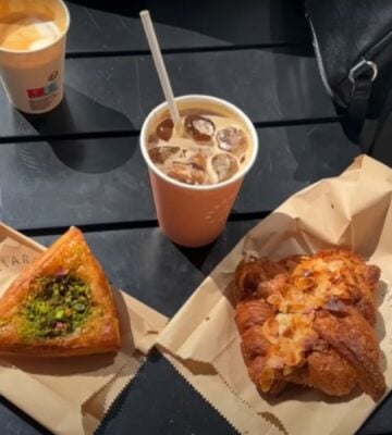Vegan pastries outside a cafe in Amsterdam