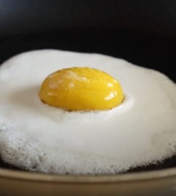 A vegan fried egg made to a plant-based recipe