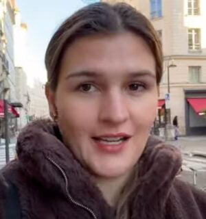 Nicole Whittle in a still from her vegan Paris vlog YouTube video