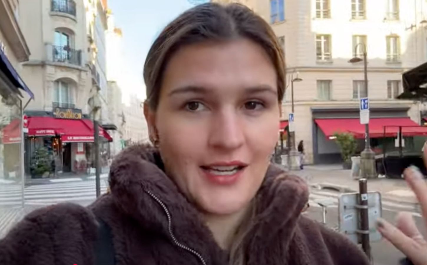 Nicole Whittle in a still from her vegan Paris vlog YouTube video