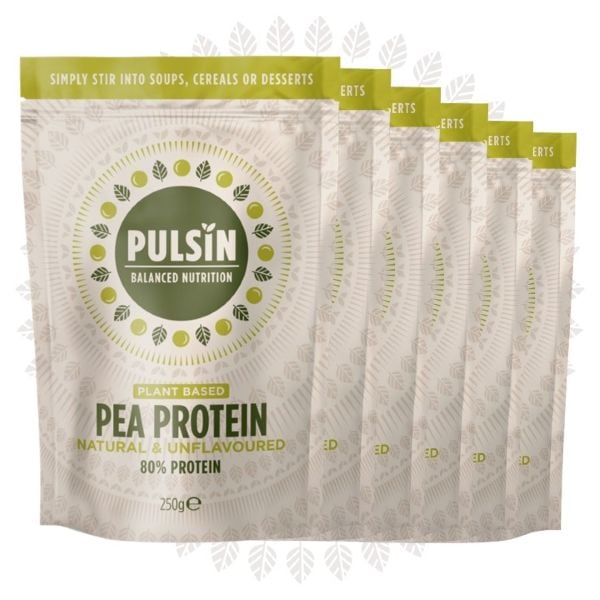 Photo shows several packets of Pulsin's vegan pea protein