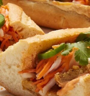 all a-banh mi with soy curls and pickled vegetables