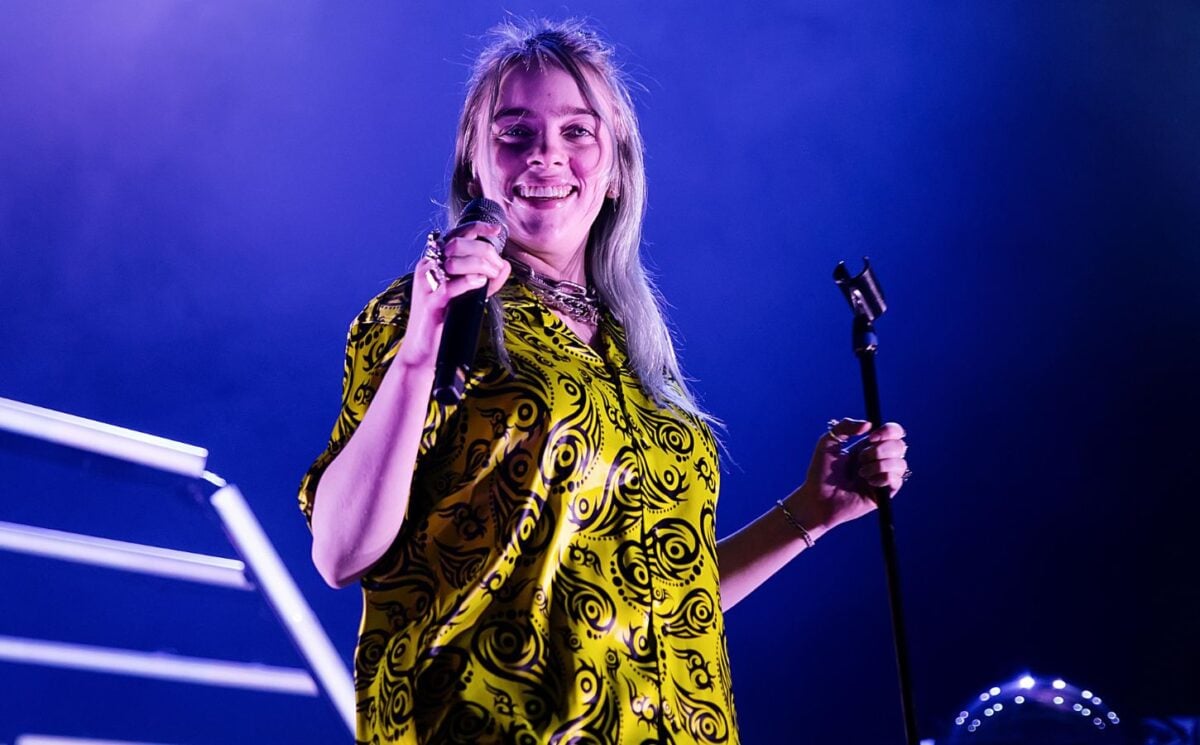 Photo shows Billie Eilish mid-performance in Spain
