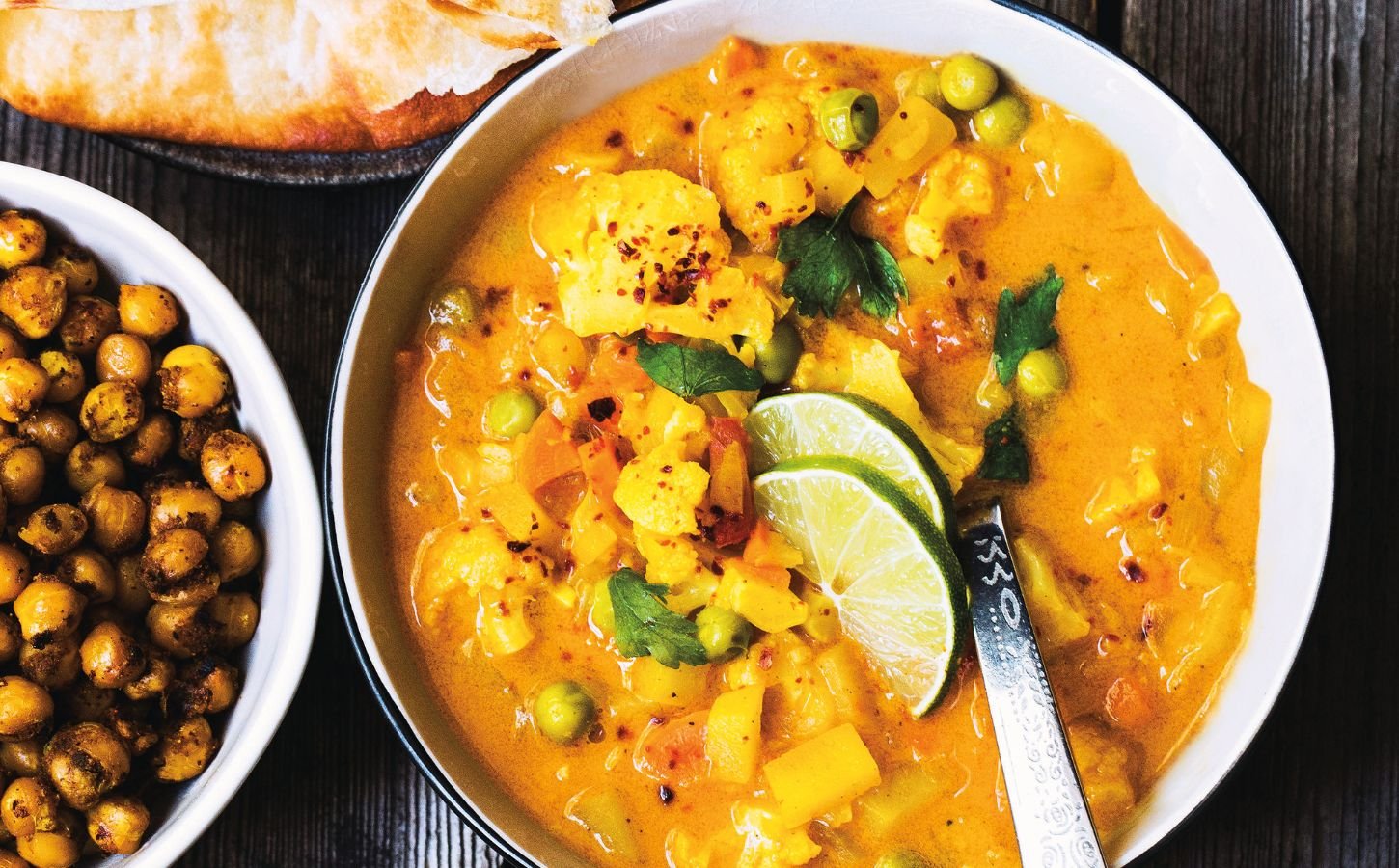 curried veggies with potato, cauliflower, and chickpeas