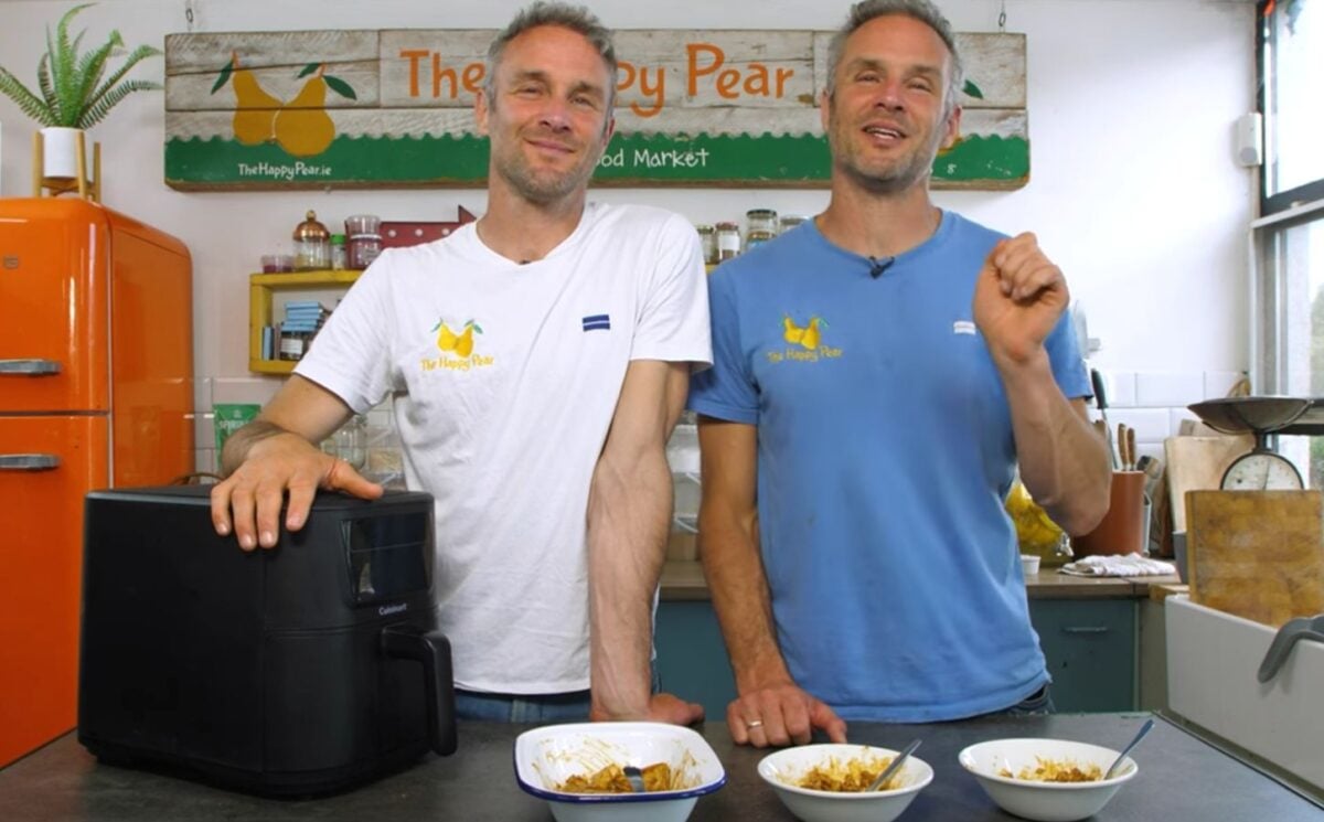 David and Steve explaining how to make tofu three ways in the air fryer