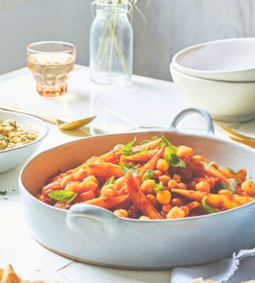 parsnip and chickpea tagine with onion, tomato, and spices