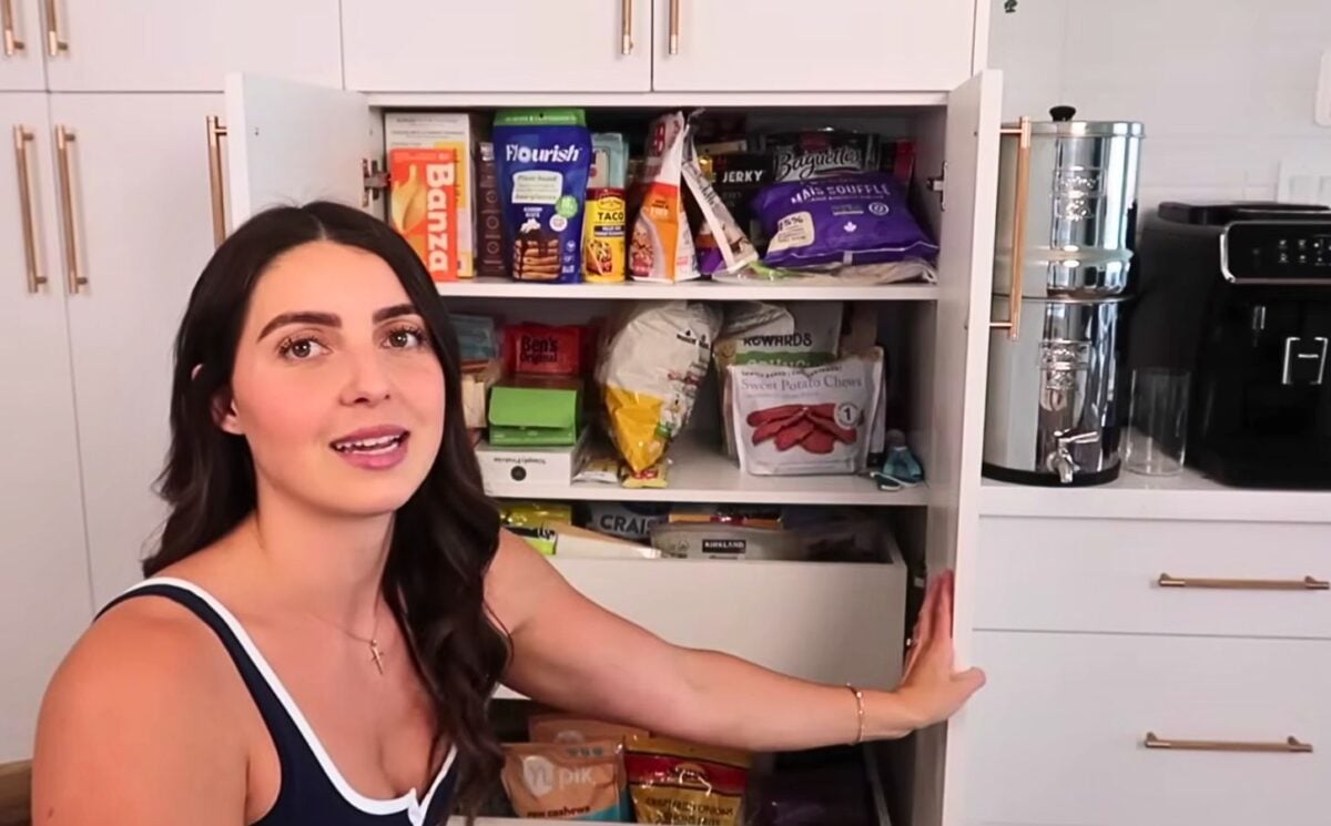 Stephanie from That Vegan Babe showing her various staples in her ultimate vegan pantry