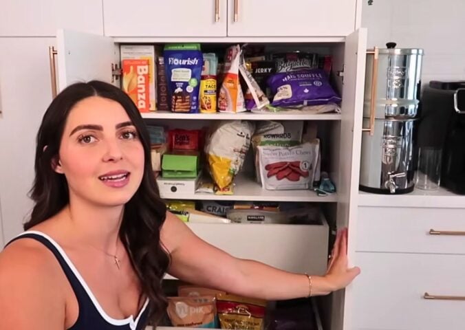 Stephanie from That Vegan Babe showing her various staples in her ultimate vegan pantry