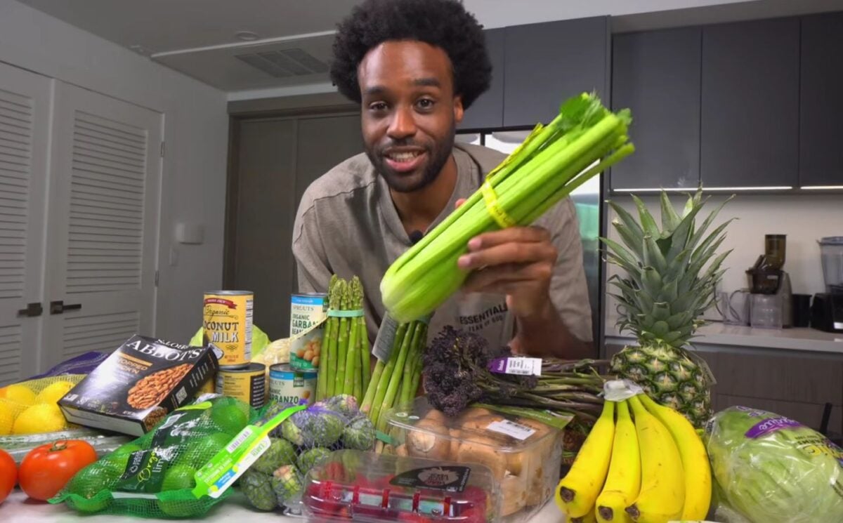 Malcolm at Tapped In Wellness's vegan grocery haul