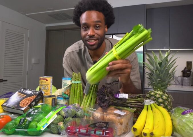 Malcolm at Tapped In Wellness's vegan grocery haul