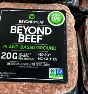 A packet of Beyond Beef from Beyond Meat, which has just denied filing for bankruptcy