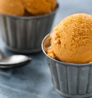 candied sweet potato ice cream with plant-based marshmallows