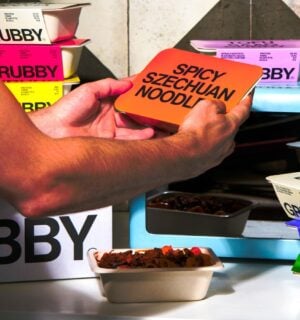 Photo shows the upcoming vegan frozen ready meal range from GRUBBY, featuring vegan recipes from Allplants
