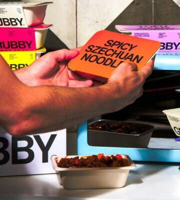 Photo shows the upcoming vegan frozen ready meal range from GRUBBY, featuring vegan recipes from Allplants