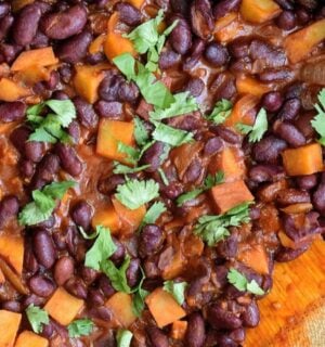 Sweet Potato & Kidney Bean Vegan Breakfast Bowl as part of a list of recipes showing the health benefits of kidney beans
