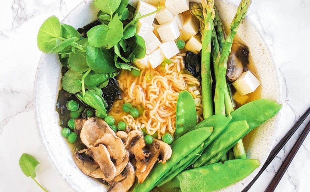 spring miso ramen for oil-free vegan recipes