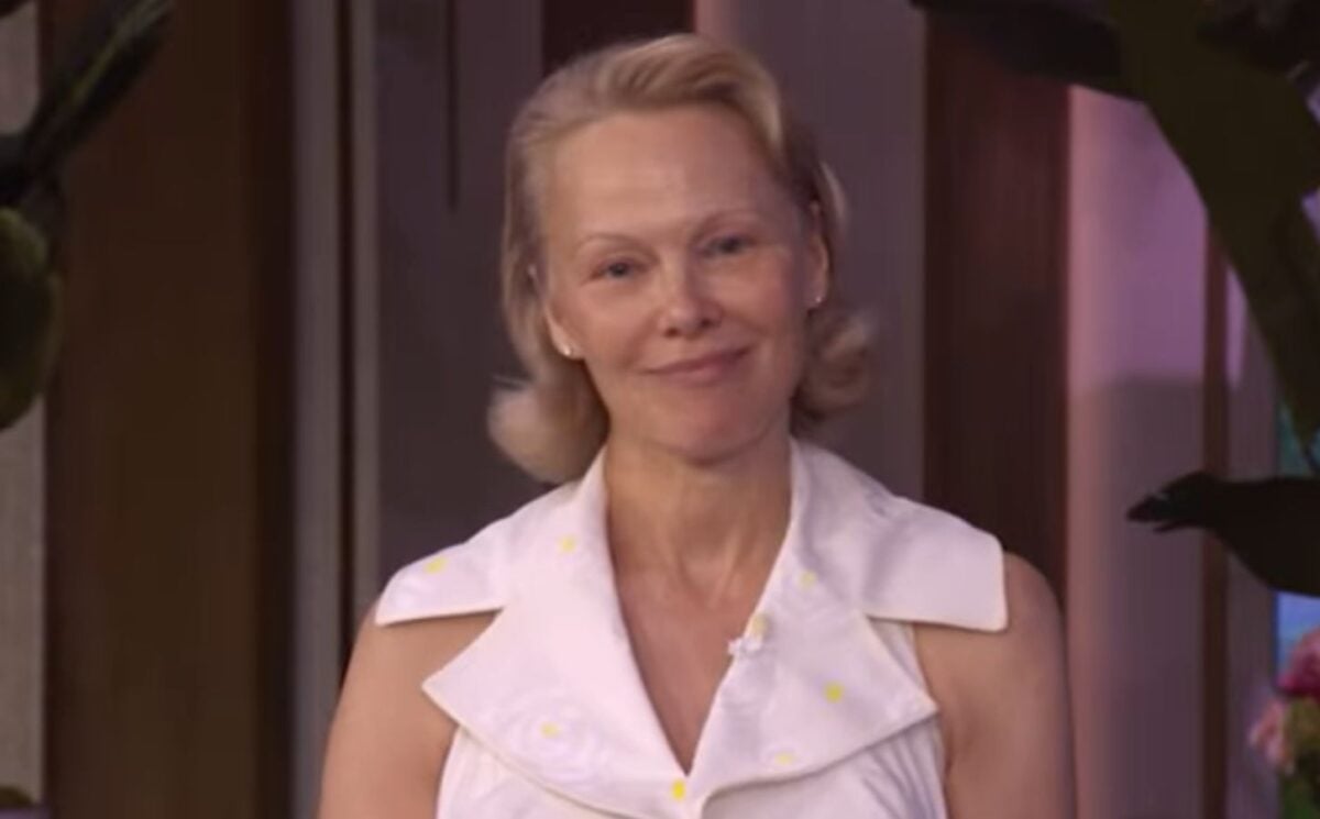 Photo shows Pamela Anderson during her recent appearance on the talk show LIVE With Kelly And Mark