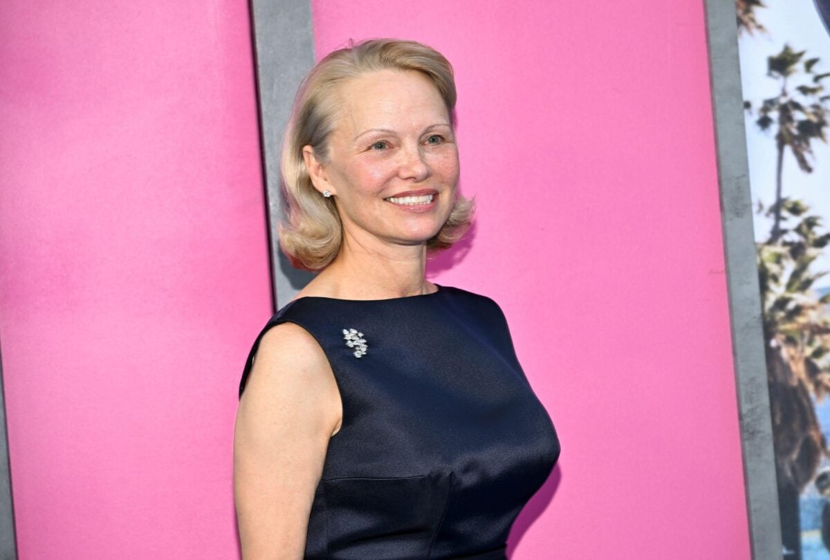 Photo shows Pamela Anderson promoting her new film, The Naked Gun