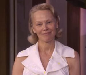Photo shows Pamela Anderson during her recent appearance on the talk show LIVE With Kelly And Mark