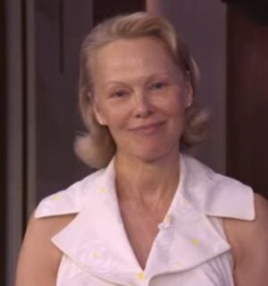Photo shows Pamela Anderson during her recent appearance on the talk show LIVE With Kelly And Mark