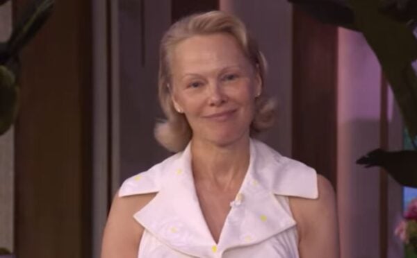 Photo shows Pamela Anderson during her recent appearance on the talk show LIVE With Kelly And Mark