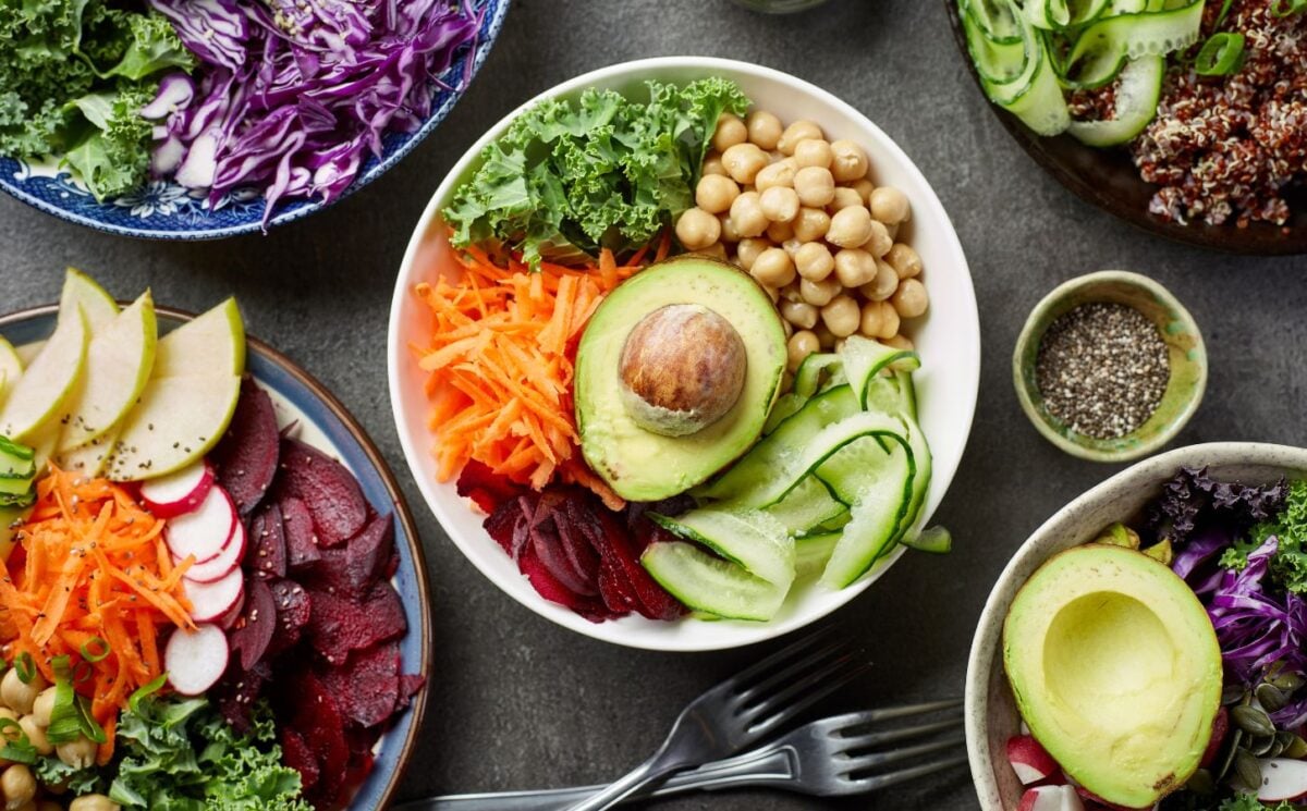 A selection of healthy plant-based food