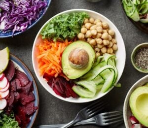 A selection of healthy plant-based food