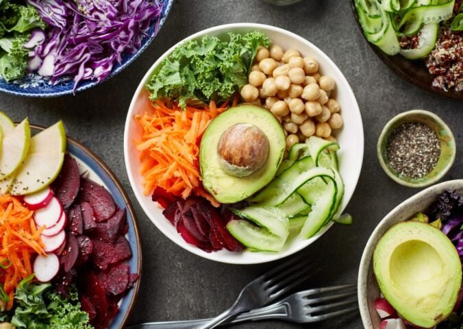 A selection of healthy plant-based food