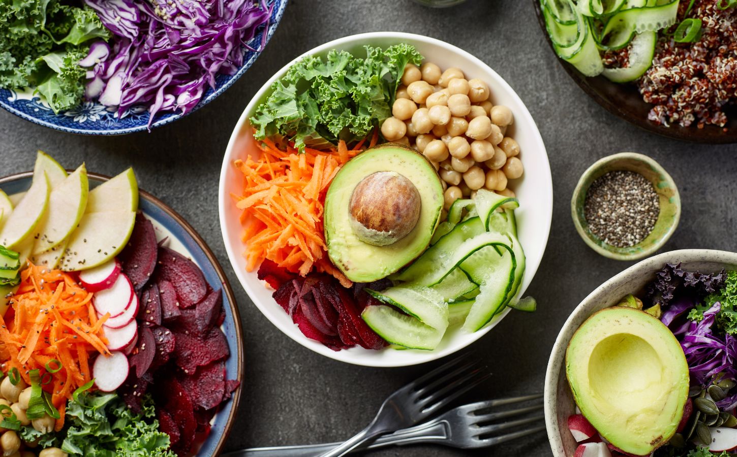 A selection of healthy plant-based food