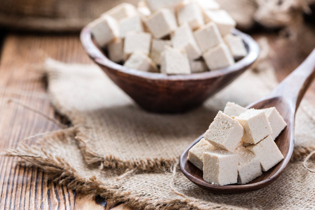 A spoonful of white tofu