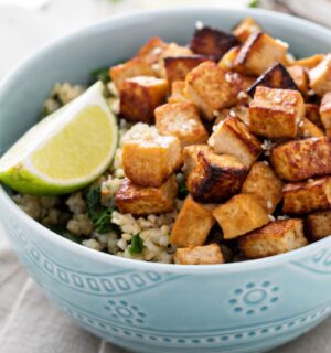 A bowl of tofu, which has been named the fourth most-hated food in the US