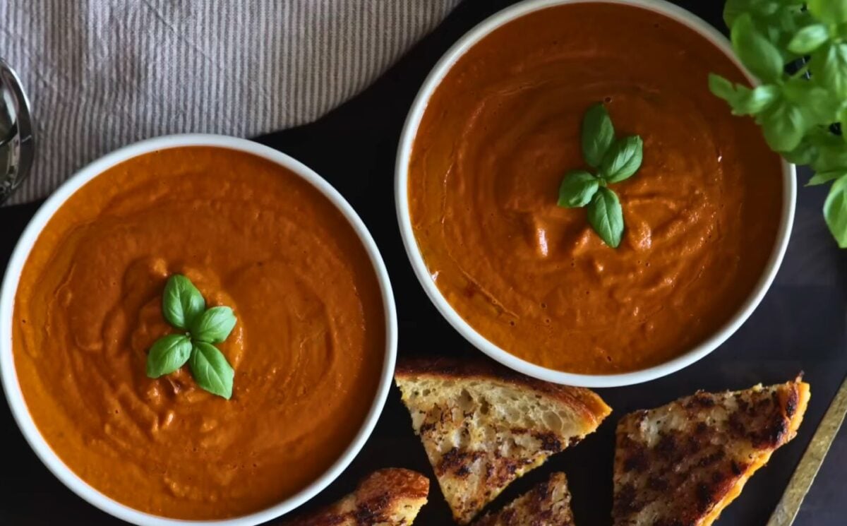 tomato soup and vegan grilled cheese make for the best wholesome vegan comfort food