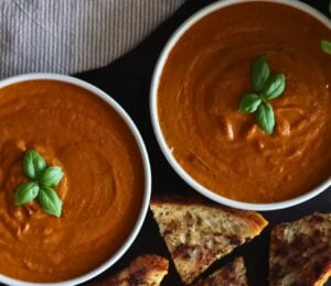 tomato soup and vegan grilled cheese make for the best wholesome vegan comfort food