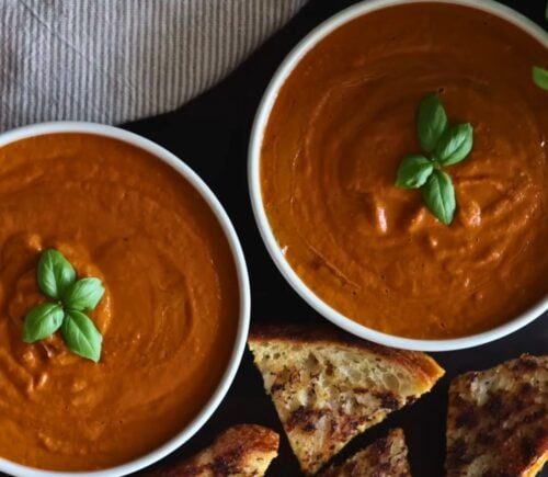 tomato soup and vegan grilled cheese make for the best wholesome vegan comfort food