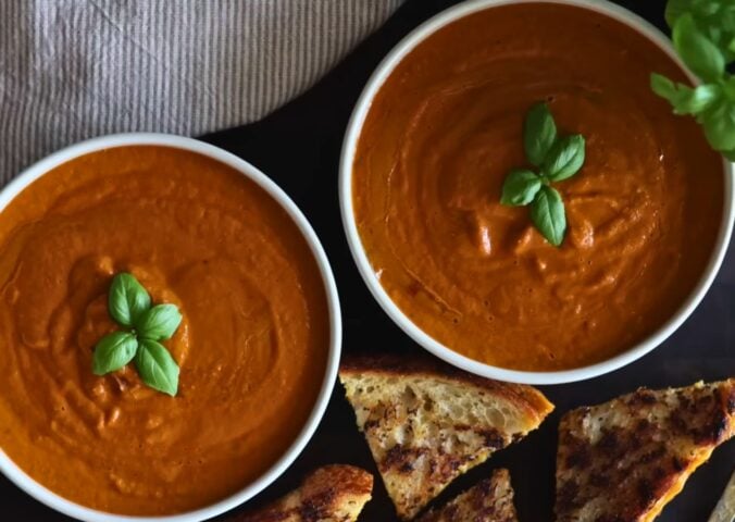 tomato soup and vegan grilled cheese make for the best wholesome vegan comfort food