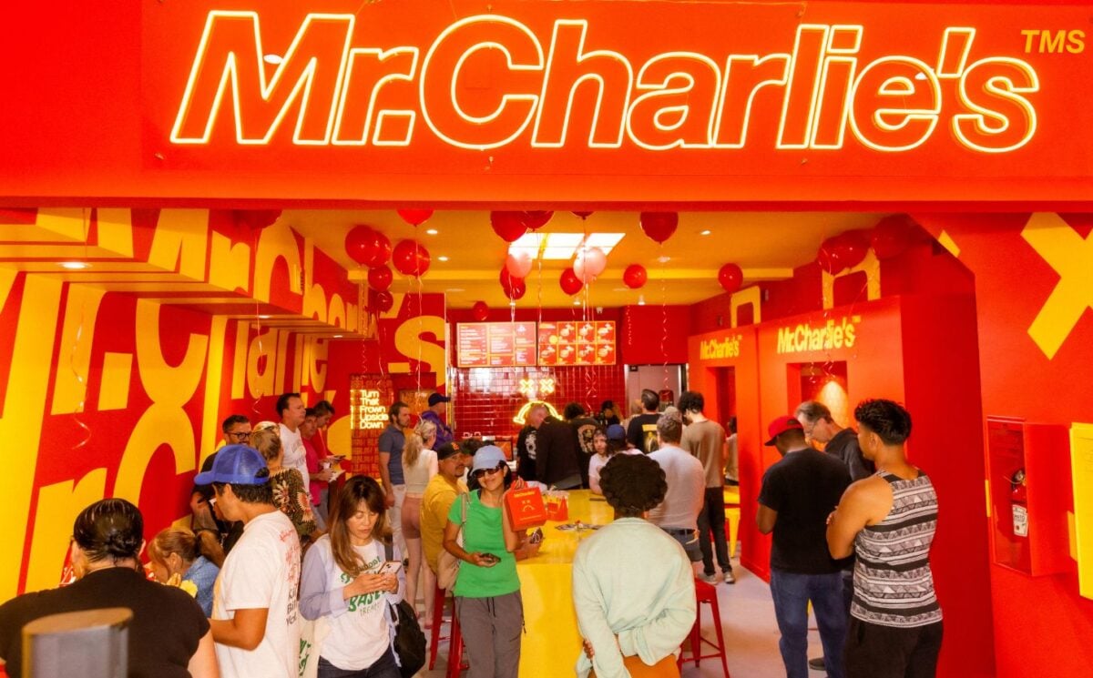 Photo shows the grand opening of a Mr Charlie's restaurant in Brentwood, Los Angeles