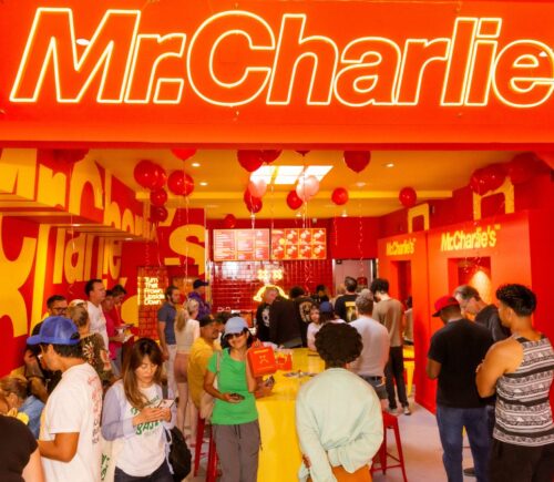 Photo shows the grand opening of a Mr Charlie's restaurant in Brentwood, Los Angeles