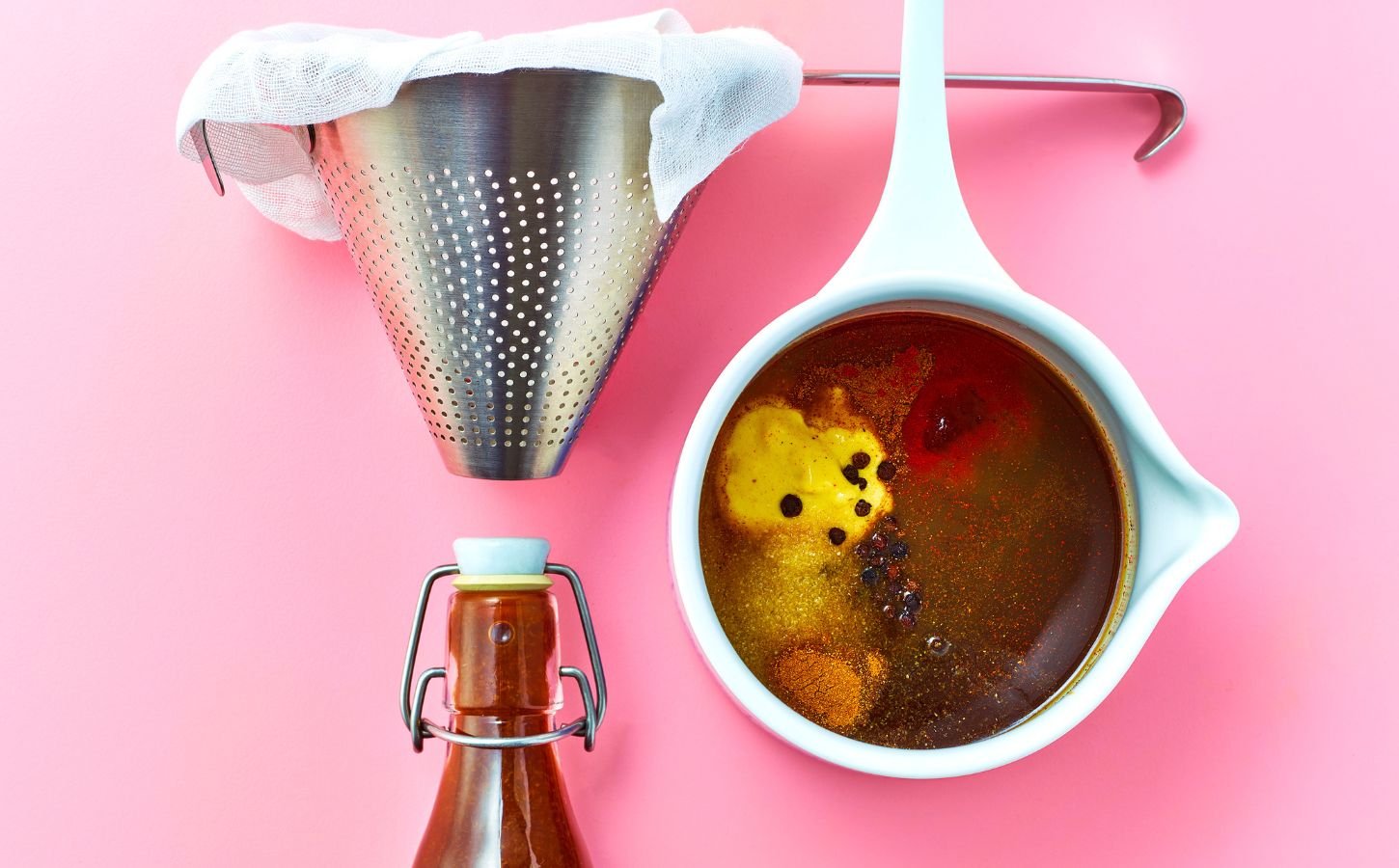 vegan Worcester sauce with molasses, vinegar, and soy sauce or tamari
