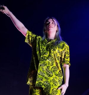 Photo shows Billie Eilish onstage in Barcelona