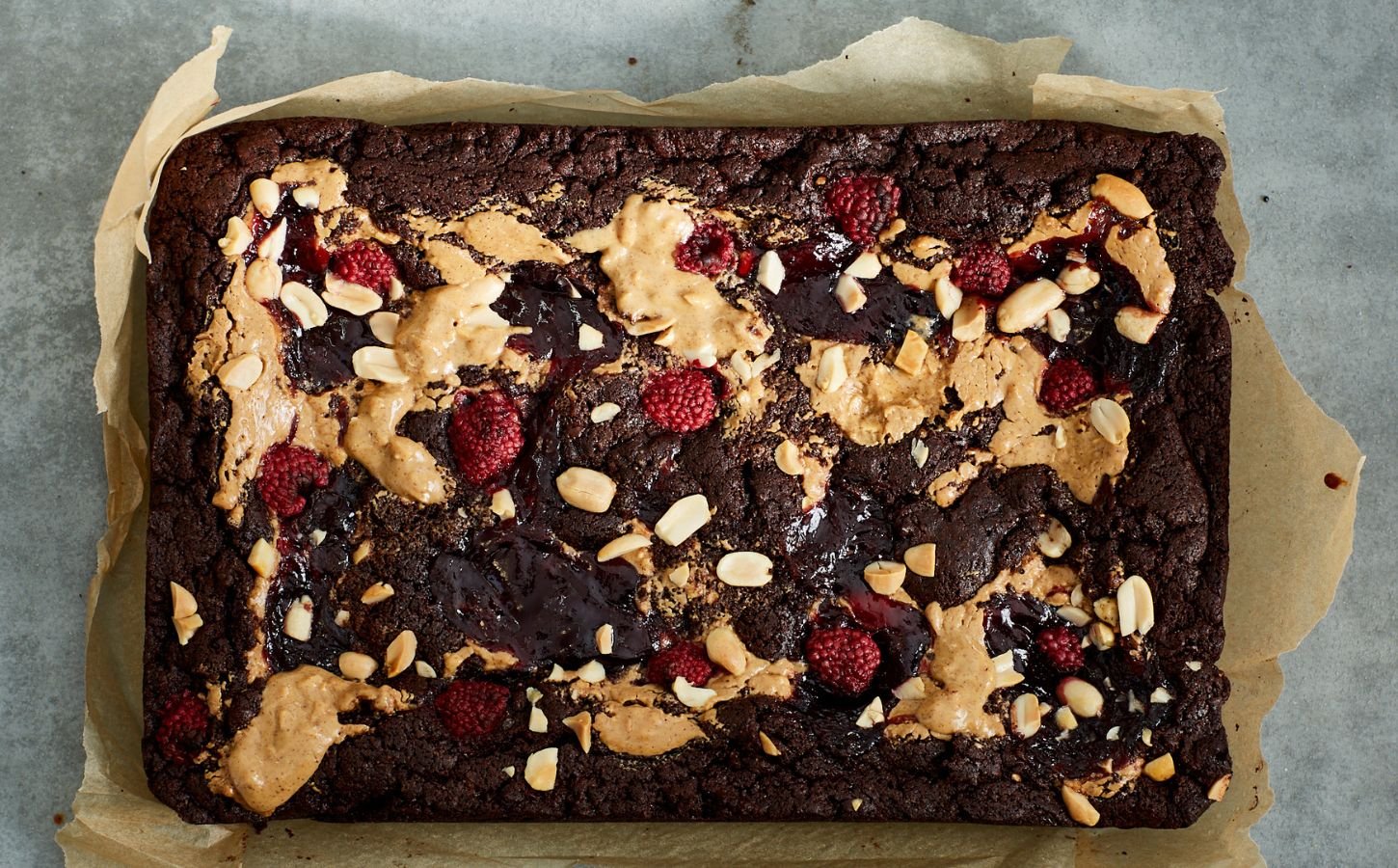 vegan chocolate brownies loaded with peanut butter and raspberry jam for brownie recipes