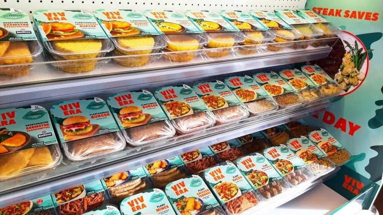 Photo shows a selection of Vivera products on supermarket shelves