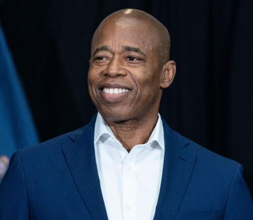 Photo shows New York City Mayor Eric Adams, who just signed an executive order to prepare NYC for the end of the horse-drawn carriage industry
