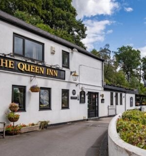 Photo shows The Queen Inn, a vegan steakhouse located in Cwmbran, Wales