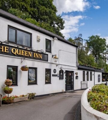 Photo shows The Queen Inn, a vegan steakhouse located in Cwmbran, Wales