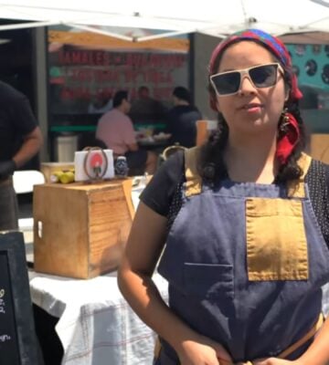 Violeta, one of several Latino chefs in California featured on Rated V for Vegan, speaks about blending culture and vegan cuisine at a local vegan market