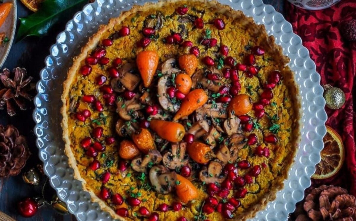 butternut squash and mushroom tart for vegan savory tart ideas