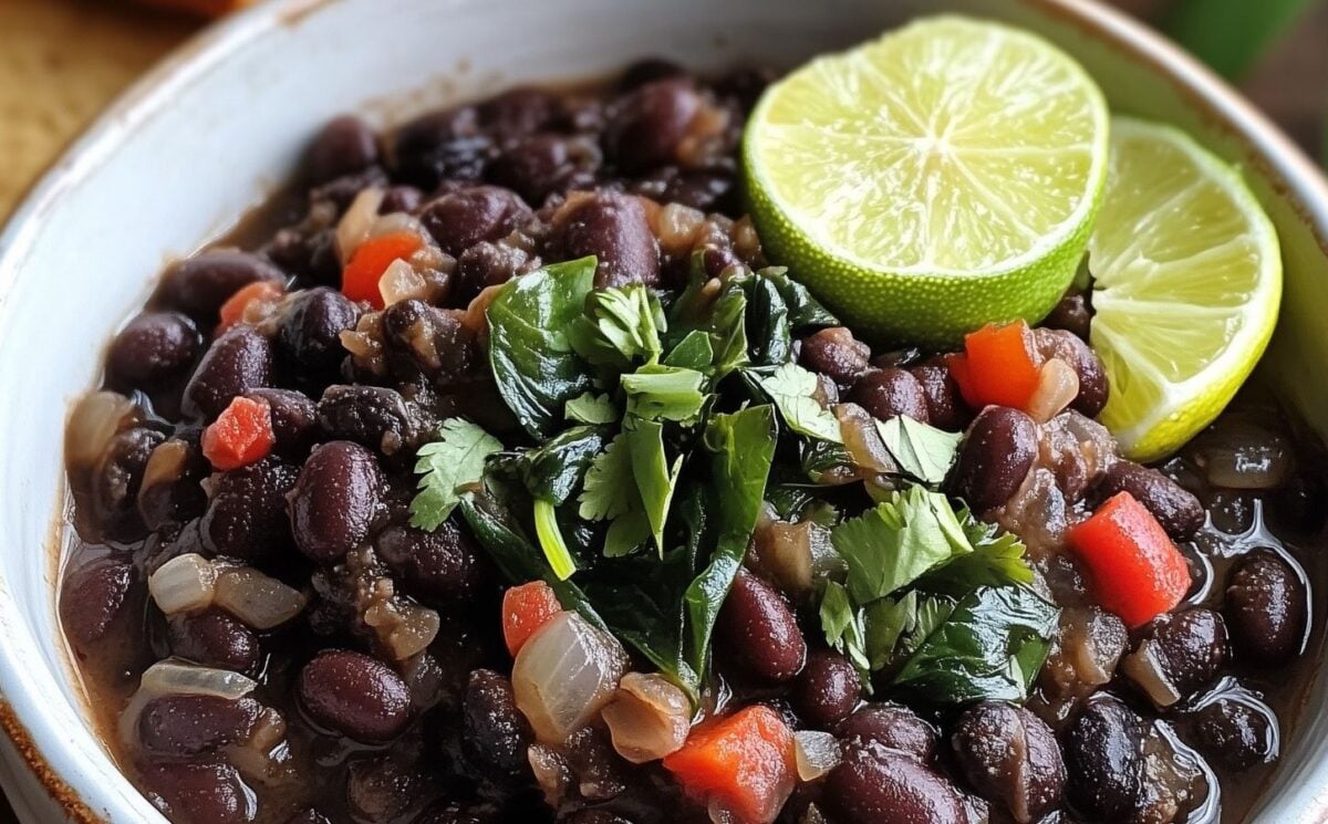Cuban black beans with lime and kale for high-protein vegan recipes with whole foods